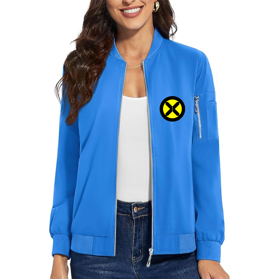 Women's X-Men Marvel Comics Superhero - Premium Bomber Jacket with Polished Detailing and Functional Sleeve Pocket - Modern Luxury Outerwear