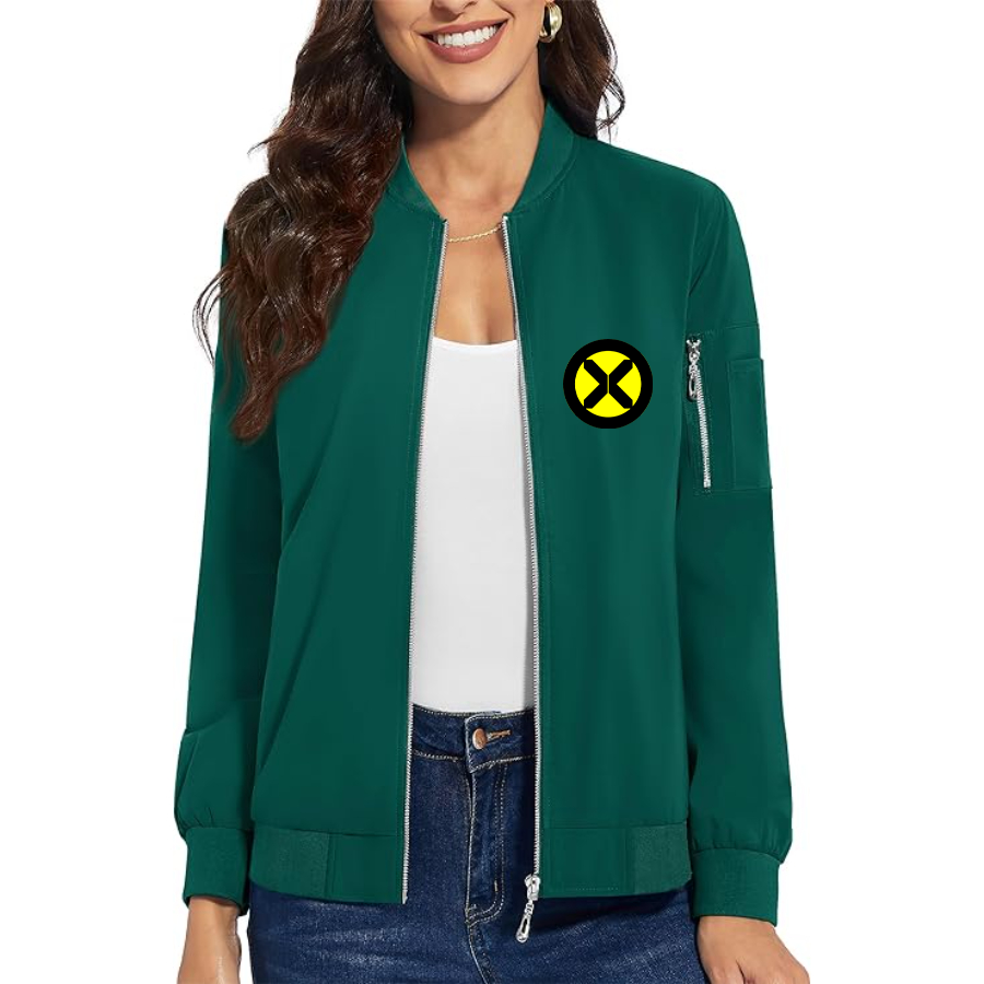 Women's X-Men Marvel Comics Superhero - Premium Bomber Jacket with Polished Detailing and Functional Sleeve Pocket - Modern Luxury Outerwear