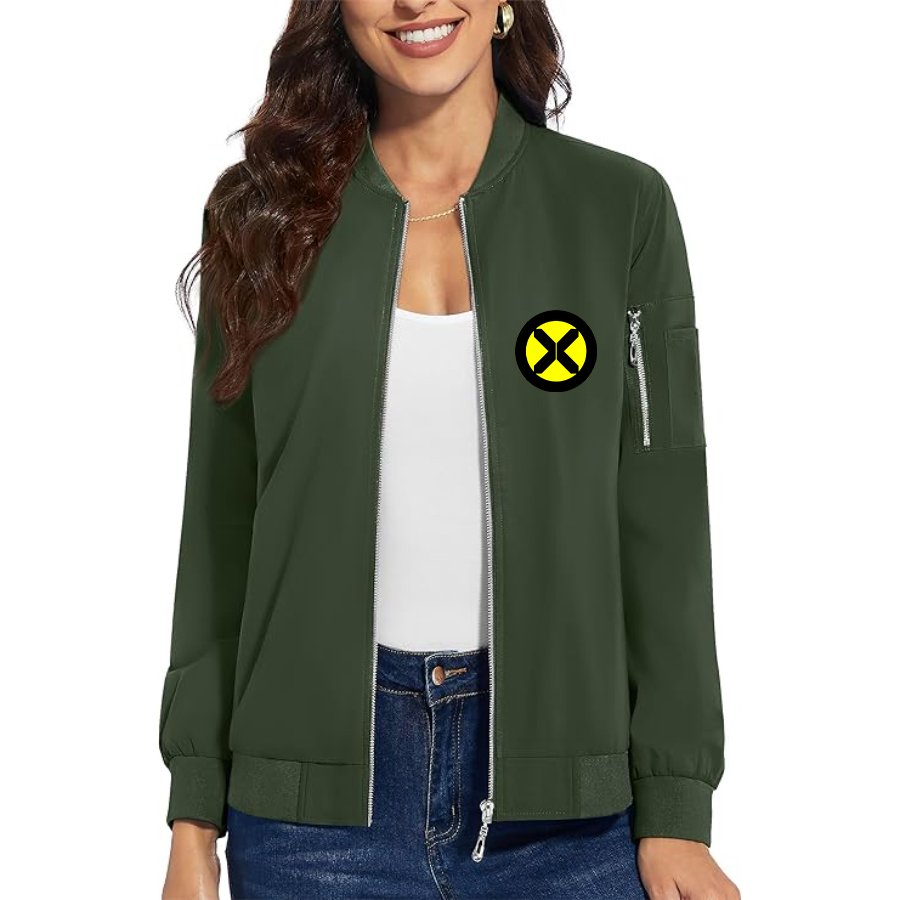 Women's X-Men Marvel Comics Superhero - Premium Bomber Jacket with Polished Detailing and Functional Sleeve Pocket - Modern Luxury Outerwear