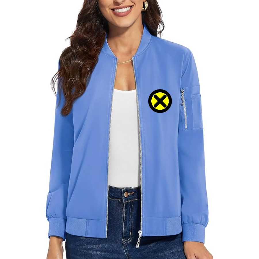 Women's X-Men Marvel Comics Superhero - Premium Bomber Jacket with Polished Detailing and Functional Sleeve Pocket - Modern Luxury Outerwear