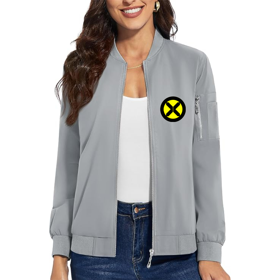 Women's X-Men Marvel Comics Superhero - Premium Bomber Jacket with Polished Detailing and Functional Sleeve Pocket - Modern Luxury Outerwear