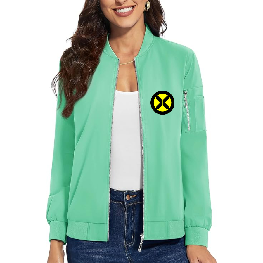 Women's X-Men Marvel Comics Superhero - Premium Bomber Jacket with Polished Detailing and Functional Sleeve Pocket - Modern Luxury Outerwear