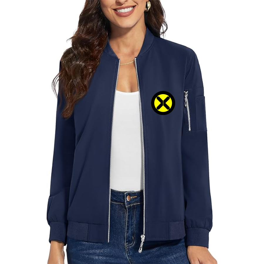Women's X-Men Marvel Comics Superhero - Premium Bomber Jacket with Polished Detailing and Functional Sleeve Pocket - Modern Luxury Outerwear