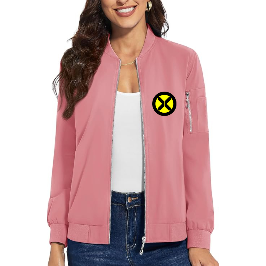 Women's X-Men Marvel Comics Superhero - Premium Bomber Jacket with Polished Detailing and Functional Sleeve Pocket - Modern Luxury Outerwear