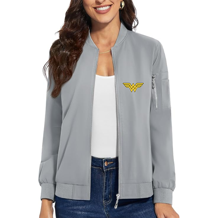 Women's Wonder Woman Superhero - Premium Bomber Jacket with Polished Detailing and Functional Sleeve Pocket - Modern Luxury Outerwear