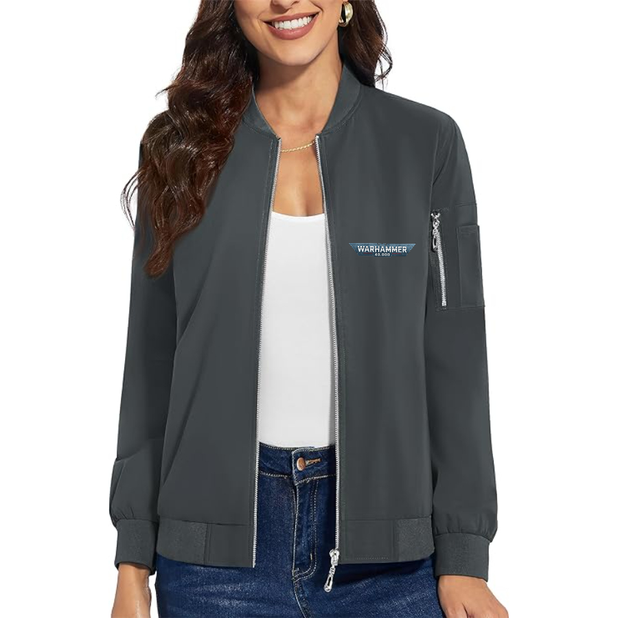 Women's Warhammer 40,000 Game - Premium Bomber Jacket with Polished Detailing and Functional Sleeve Pocket - Modern Luxury Outerwear