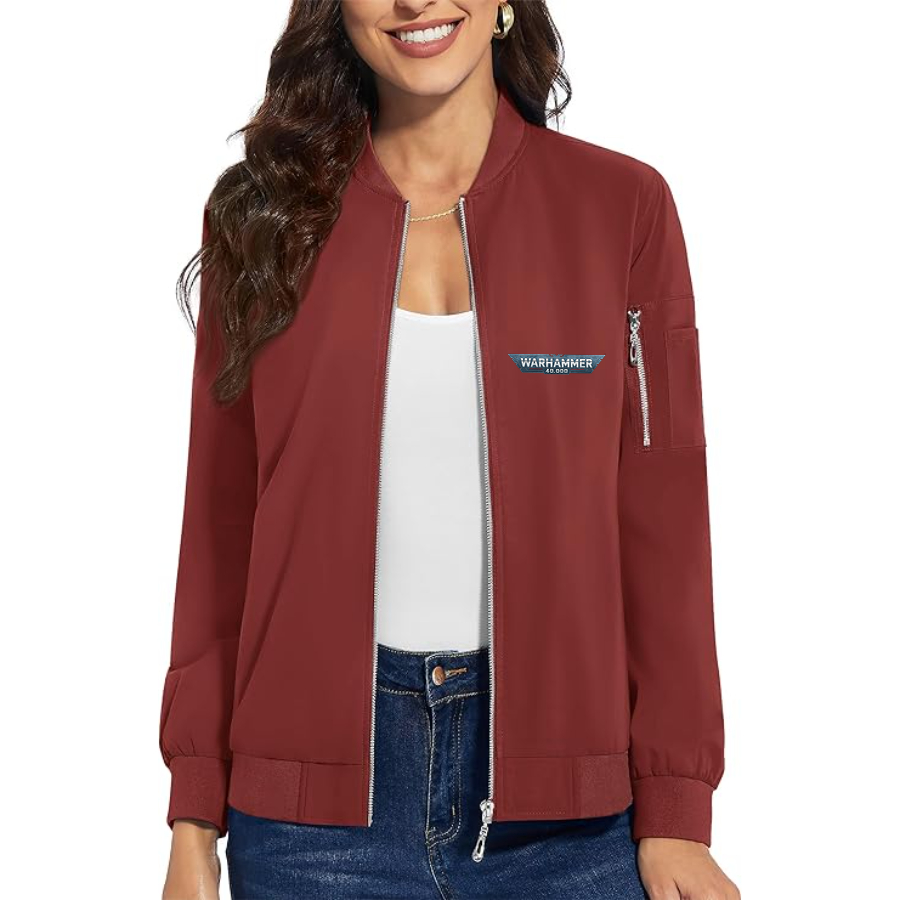 Women's Warhammer 40,000 Game - Premium Bomber Jacket with Polished Detailing and Functional Sleeve Pocket - Modern Luxury Outerwear