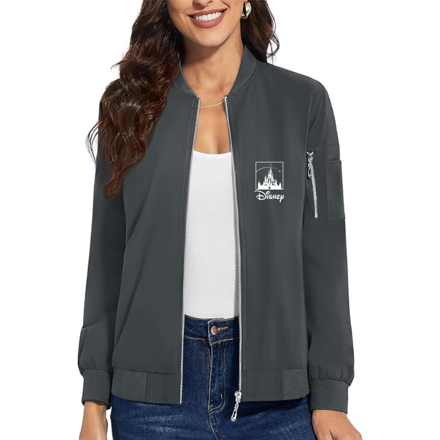 Women's Walt Disney Cartoon - Premium Bomber Jacket with Polished Detailing and Functional Sleeve Pocket - Modern Luxury Outerwear