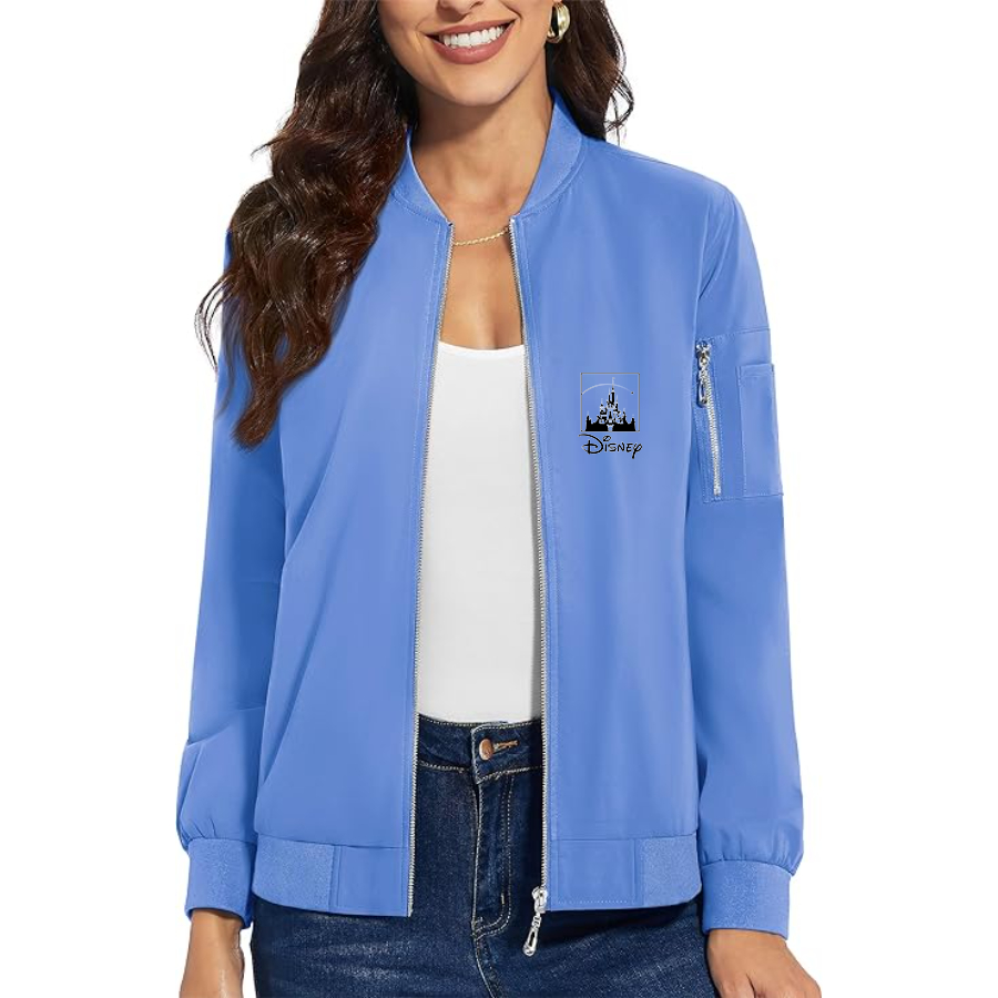 Women's Walt Disney Cartoon - Premium Bomber Jacket with Polished Detailing and Functional Sleeve Pocket - Modern Luxury Outerwear