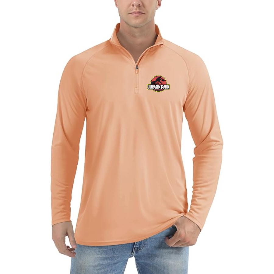 Men’s Jurassic Park Movie _ Lightweight Quarter-Zip Athletic Shirt – Long Sleeve Polyester Wear