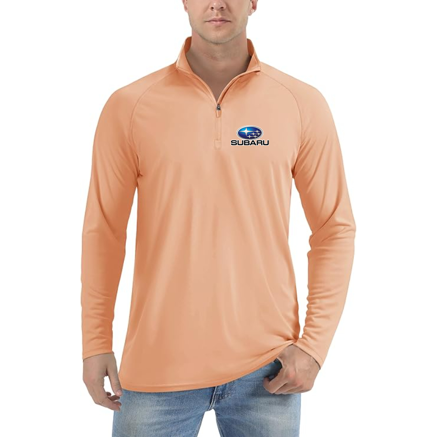 Men’s Subaru Car - Lightweight Quarter-Zip Athletic Shirt – Long Sleeve Performance Wear