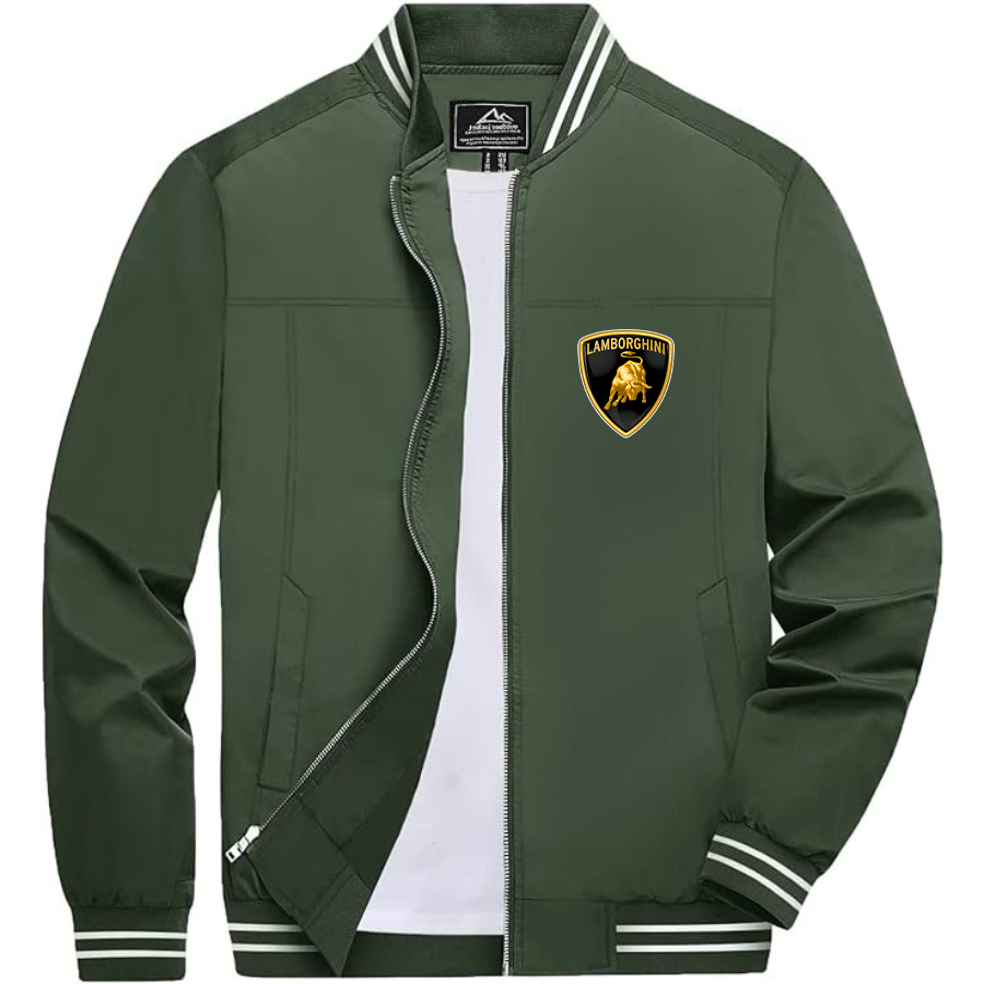 Men’s Lamborghini Car Lightweight Zip-Up Bomber Jacket with Ribbed Collar and Cuffs - Versatile Casual Outerwear