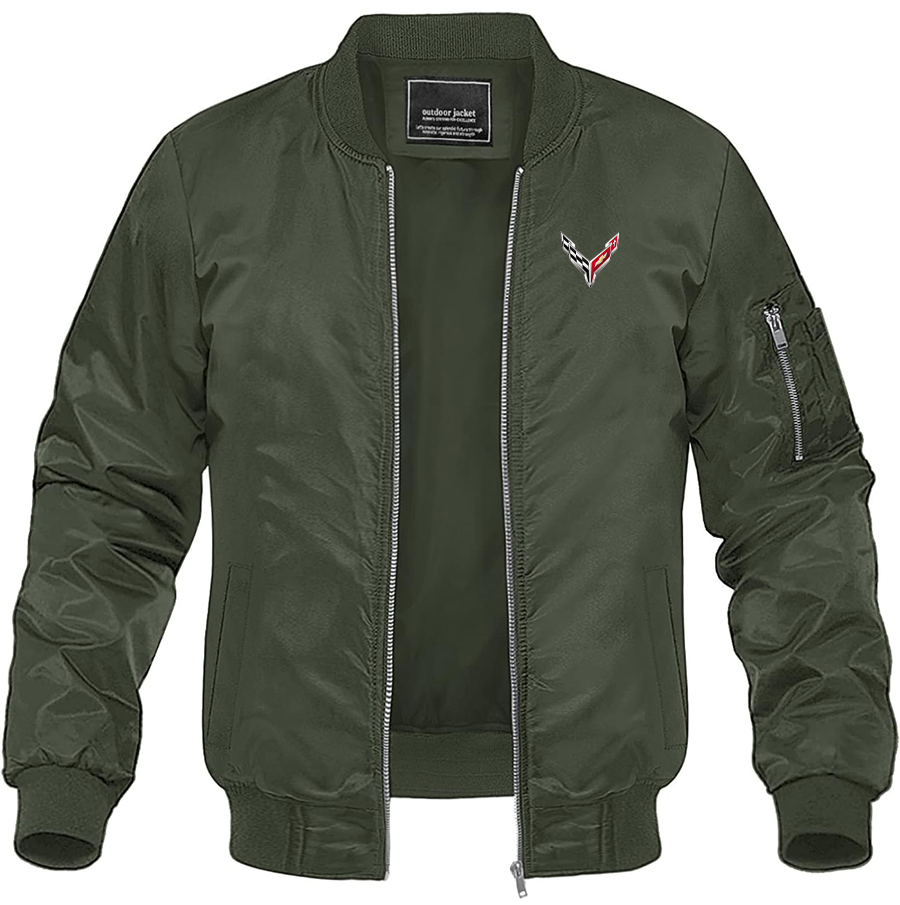 Men's Chevrolet Corvette Lightweight Bomber Jacket Windbreaker Softshell Varsity Jacket Coat