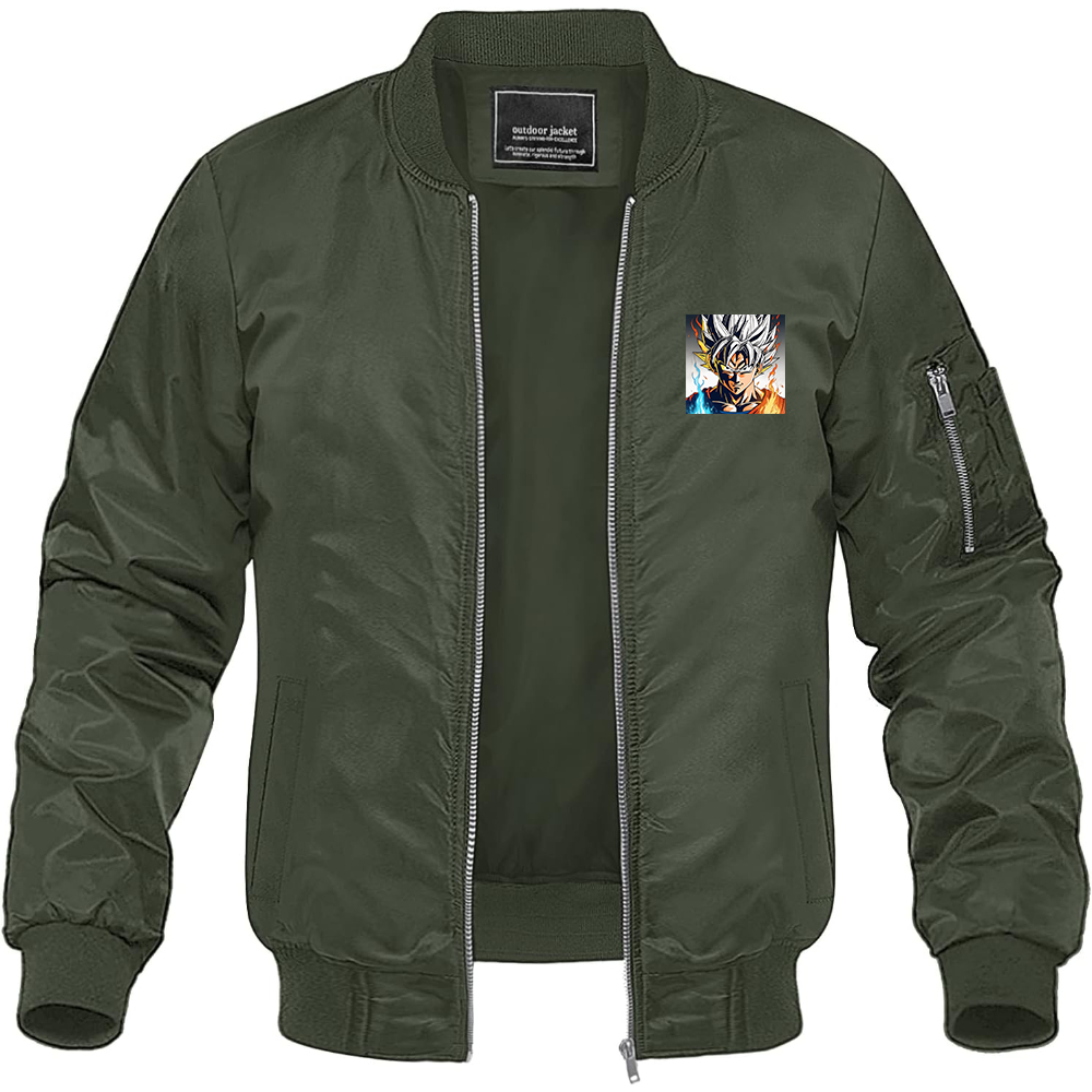 Men's Goku Fire Dragon Ball Z Cartoon Lightweight Bomber Jacket Windbreaker Softshell Varsity Jacket Coat
