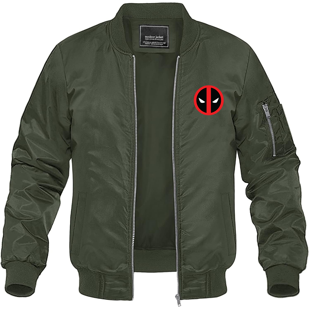 Men's Deadpool Marvel Superhero Lightweight Bomber Jacket Windbreaker Softshell Varsity Jacket Coat