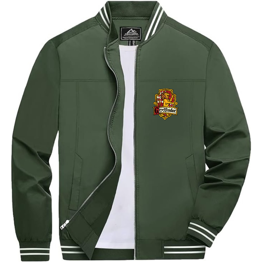 Men's Gryffindor Harry Potter Movie Team _ Lightweight Zip-Up Bomber Jacket with Ribbed Collar and Cuffs - Versatile Casual Outerwear