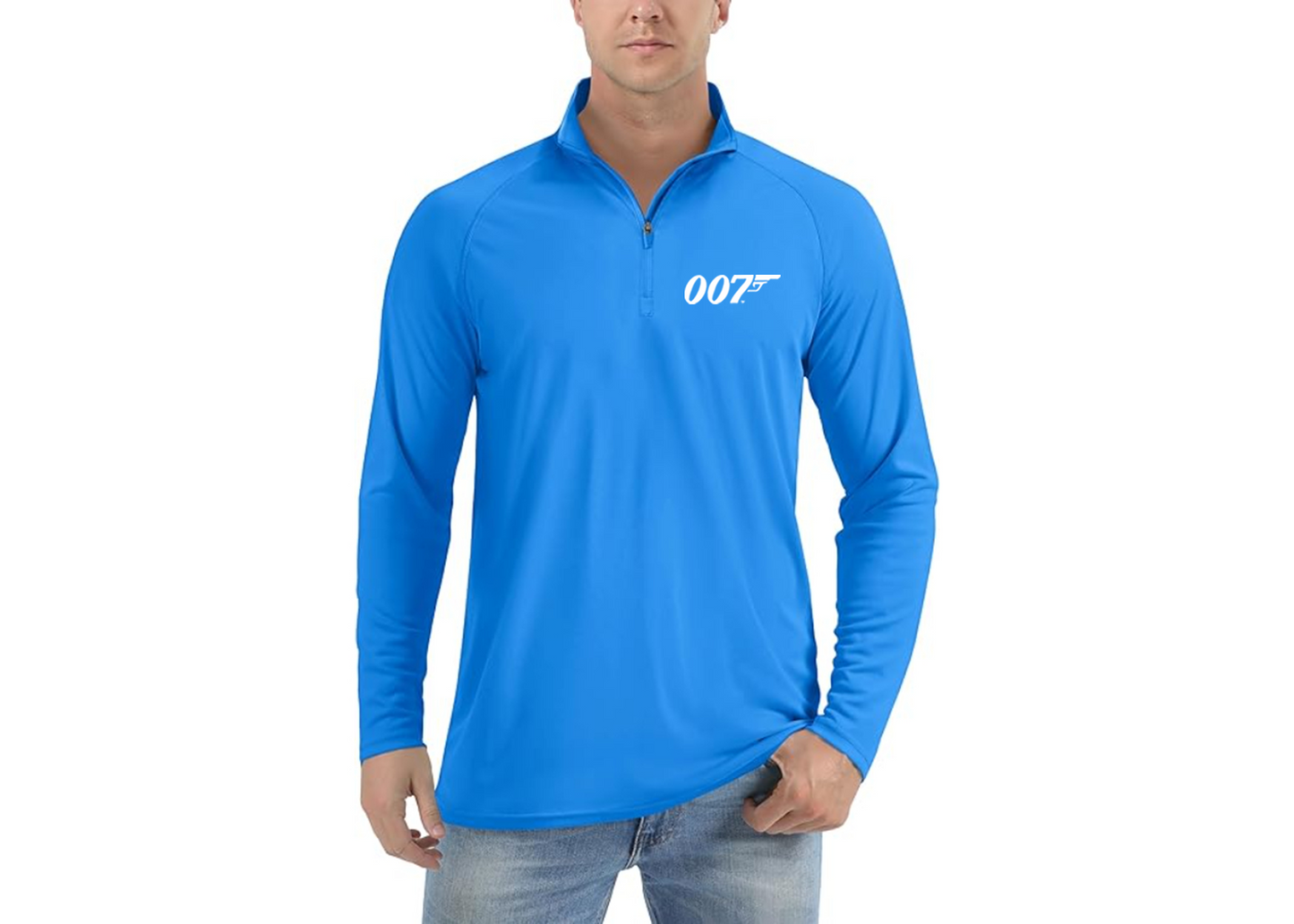 007 James Bond Movie - Lightweight Quarter-Zip Athletic Shirt – Long Sleeve Polyester Wear