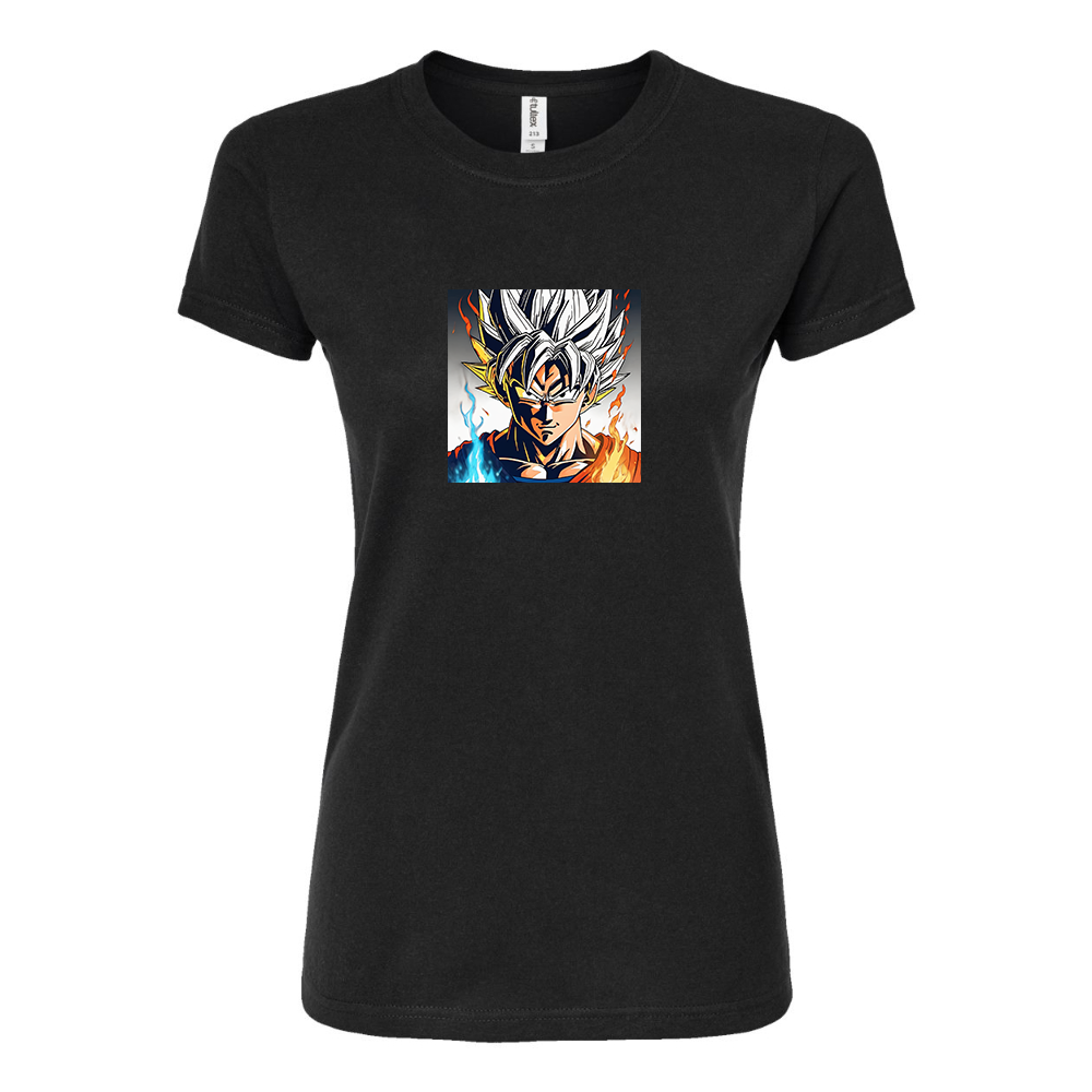 Women’s Goku Fire Dragon Ball Z Cartoon Round Neck T-Shirt