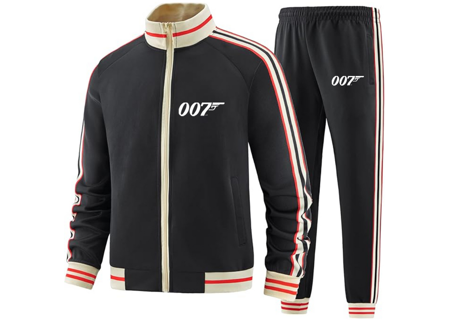 Men's 007 James Bond Movie - Premium Two-Piece Designer Tracksuit Zippered Front