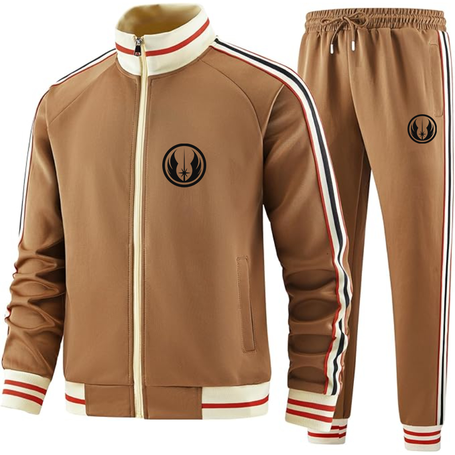 Men's Jedi Star Wars - Premium Two-Piece Designer Tracksuit with Bold Striped Accents and Zippered Front - Elevated Athletic Wear