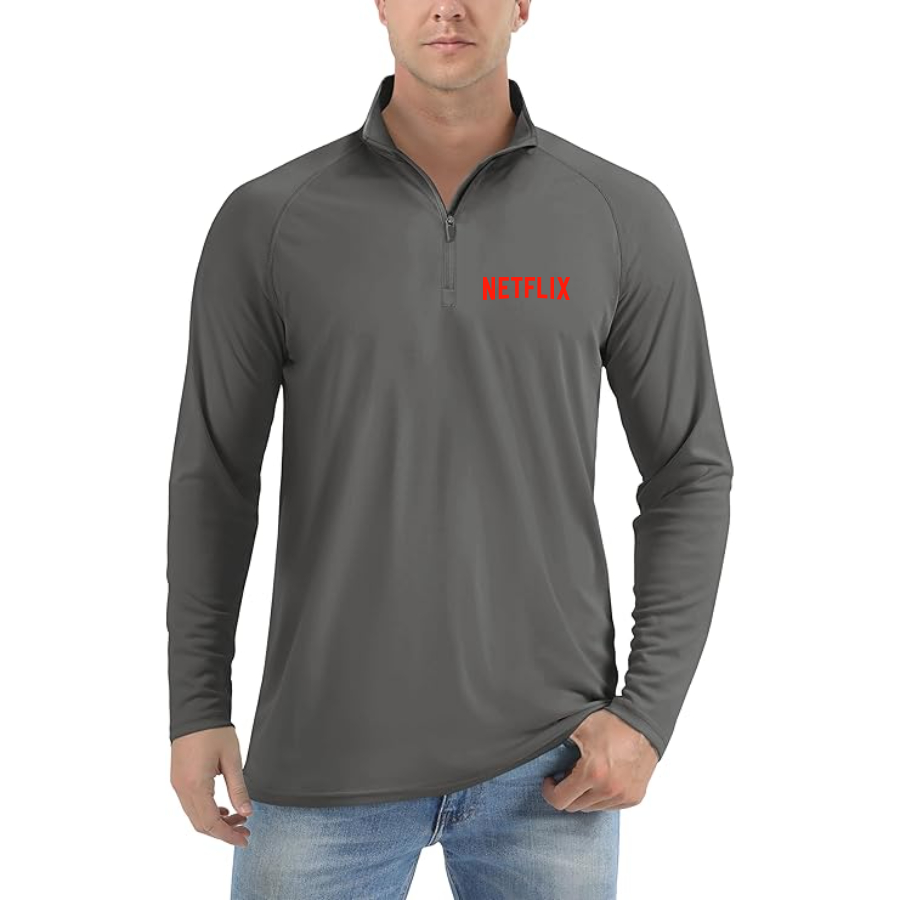 Men’s Netflix Movie Show - Lightweight Quarter-Zip Athletic Shirt – Long Sleeve Performance Wear