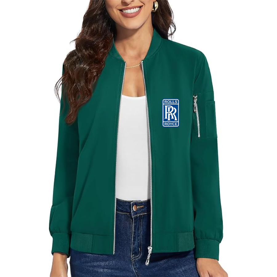 Women's Rolls Royce Car - Premium Bomber Jacket with Polished Detailing and Functional Sleeve Pocket - Modern Luxury Outerwear