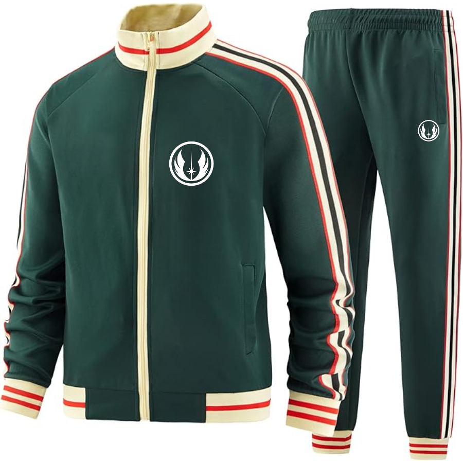 Men's Jedi Star Wars - Premium Two-Piece Designer Tracksuit with Bold Striped Accents and Zippered Front - Elevated Athletic Wear