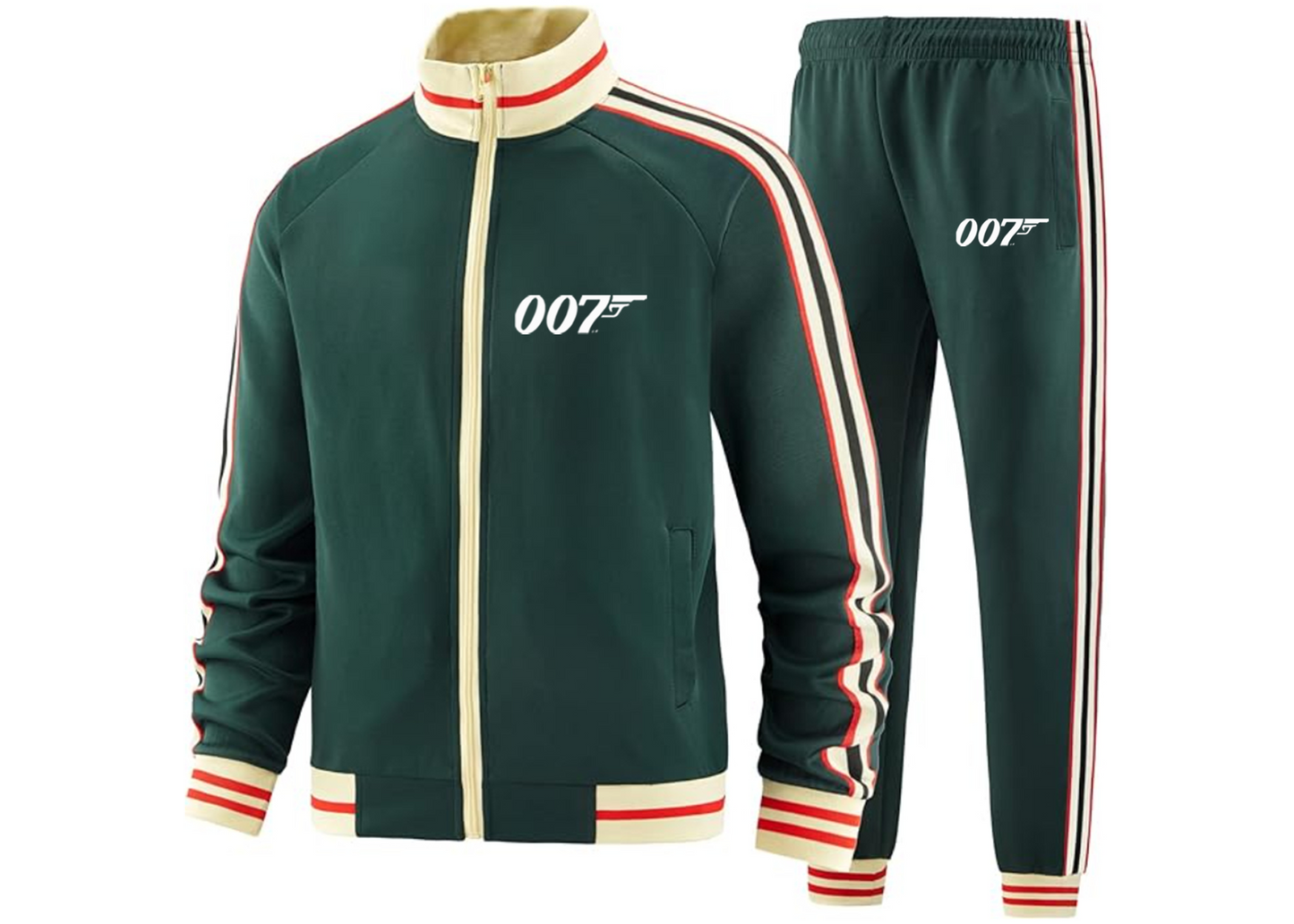 Men's 007 James Bond Movie - Premium Two-Piece Designer Tracksuit Zippered Front