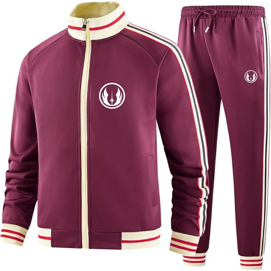 Men's Jedi Star Wars - Premium Two-Piece Designer Tracksuit with Bold Striped Accents and Zippered Front - Elevated Athletic Wear