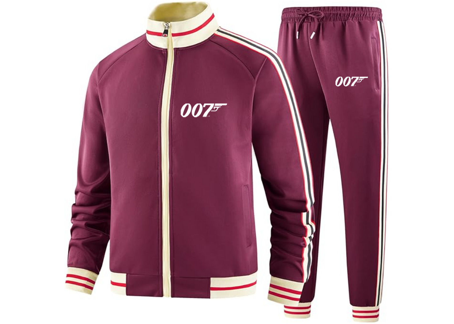 Men's 007 James Bond Movie - Premium Two-Piece Designer Tracksuit Zippered Front