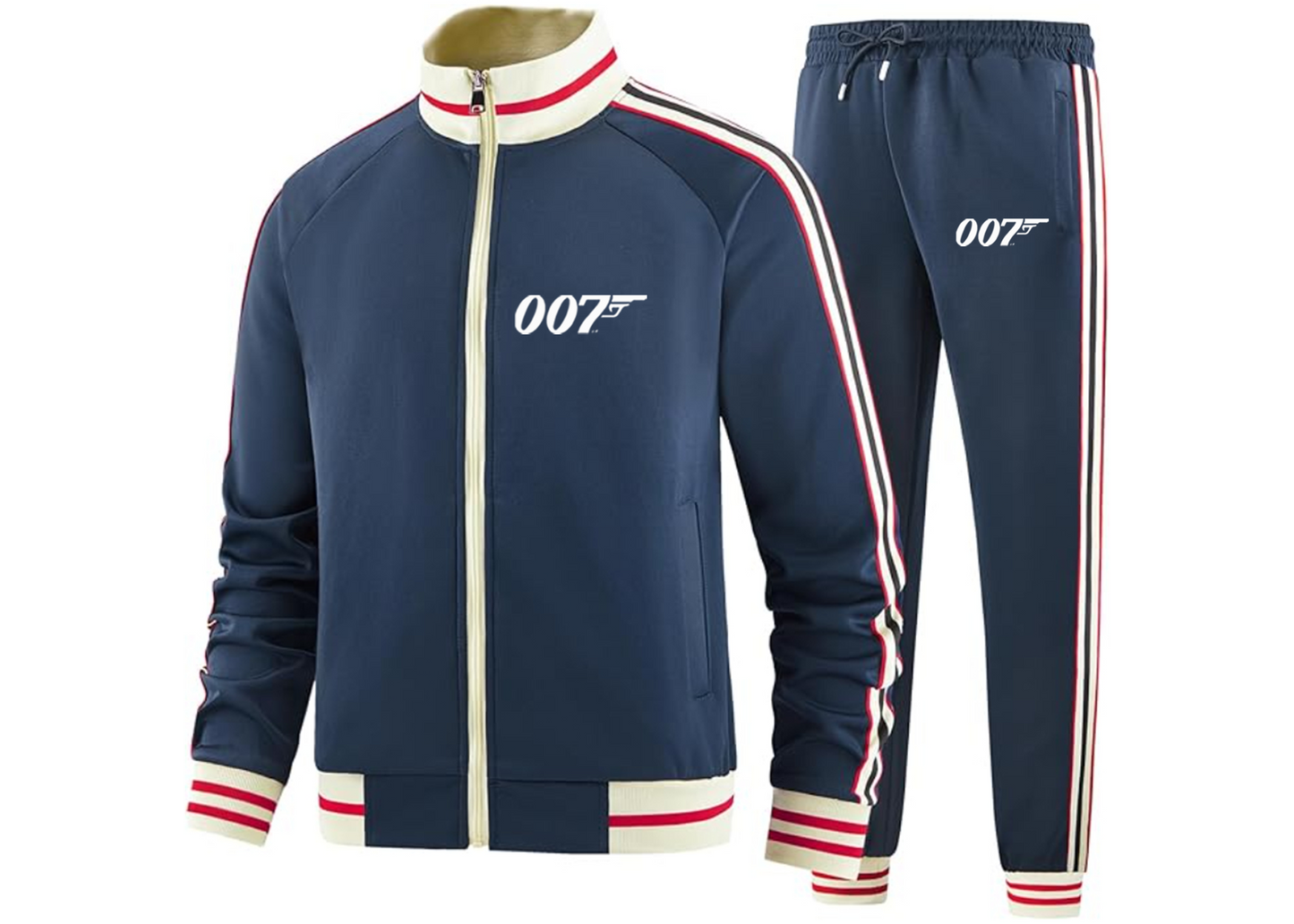 Men's 007 James Bond Movie - Premium Two-Piece Designer Tracksuit Zippered Front