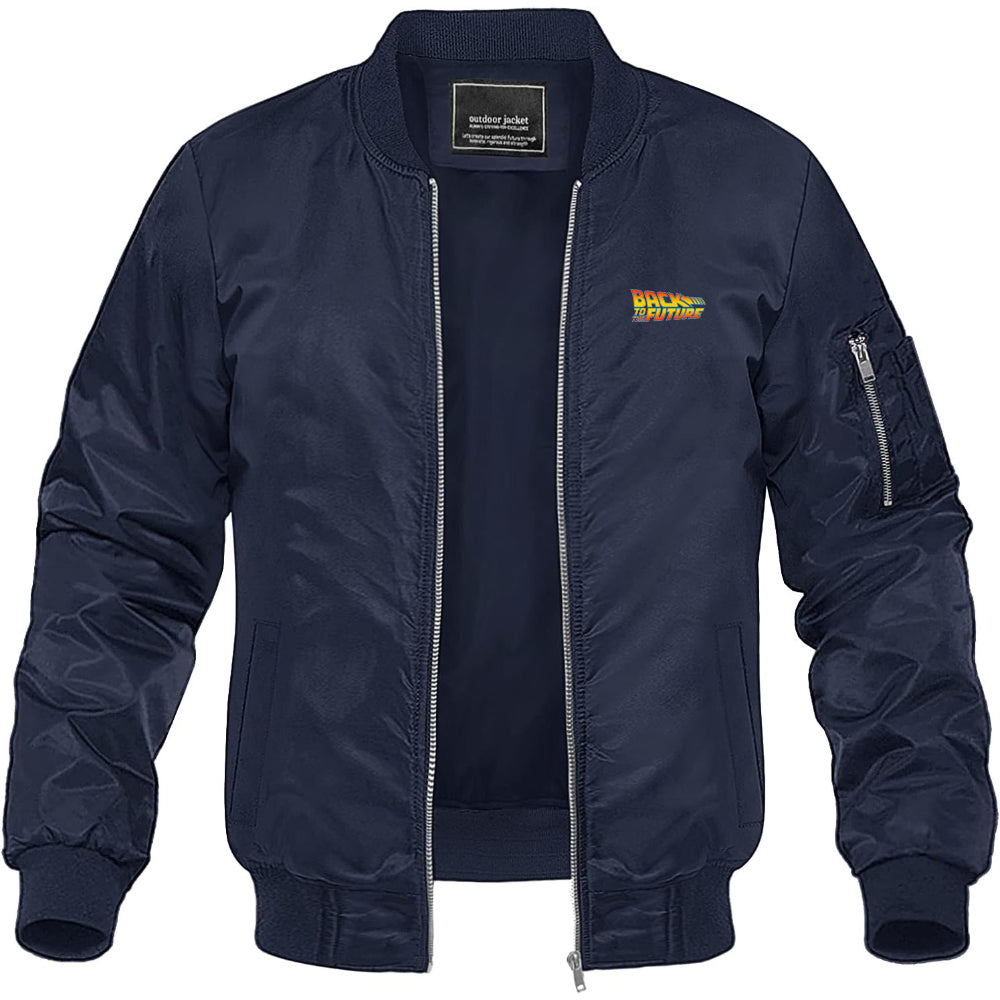 Men's Back To The Future Movie Lightweight Bomber Jacket Windbreaker Softshell Varsity Jacket Coat