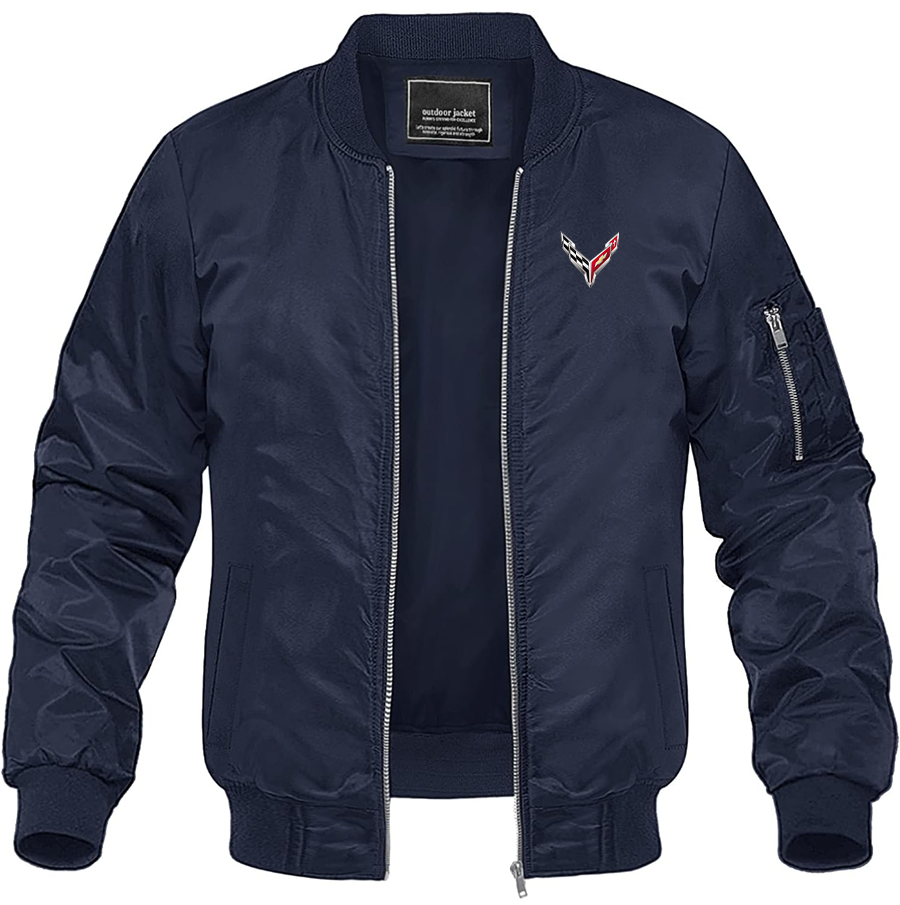 Men's Chevrolet Corvette Lightweight Bomber Jacket Windbreaker Softshell Varsity Jacket Coat