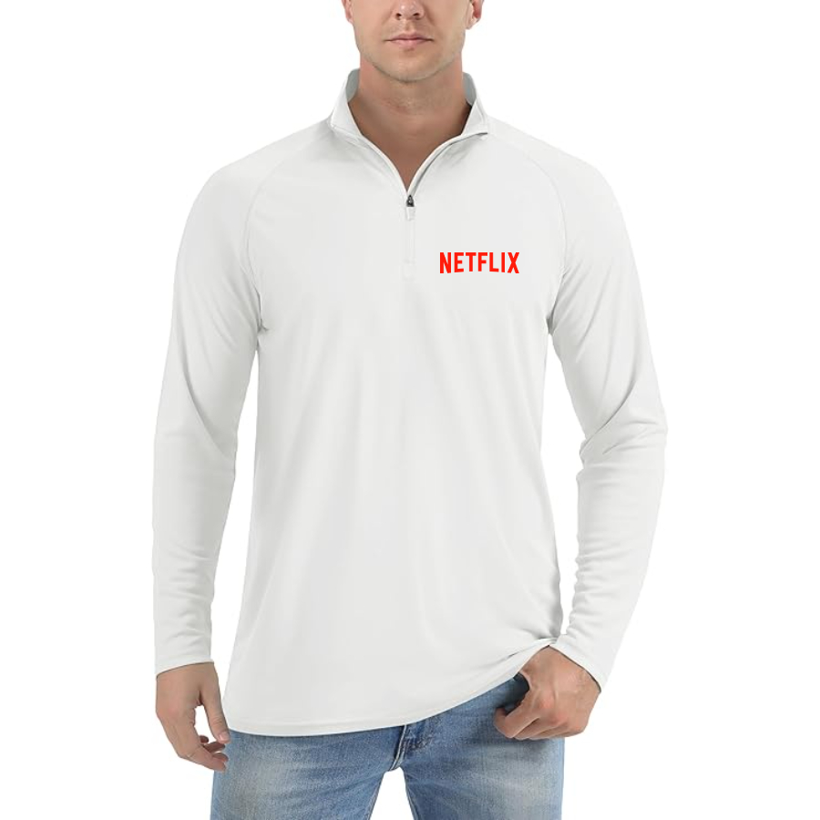 Men’s Netflix Movie Show - Lightweight Quarter-Zip Athletic Shirt – Long Sleeve Polyester Wear