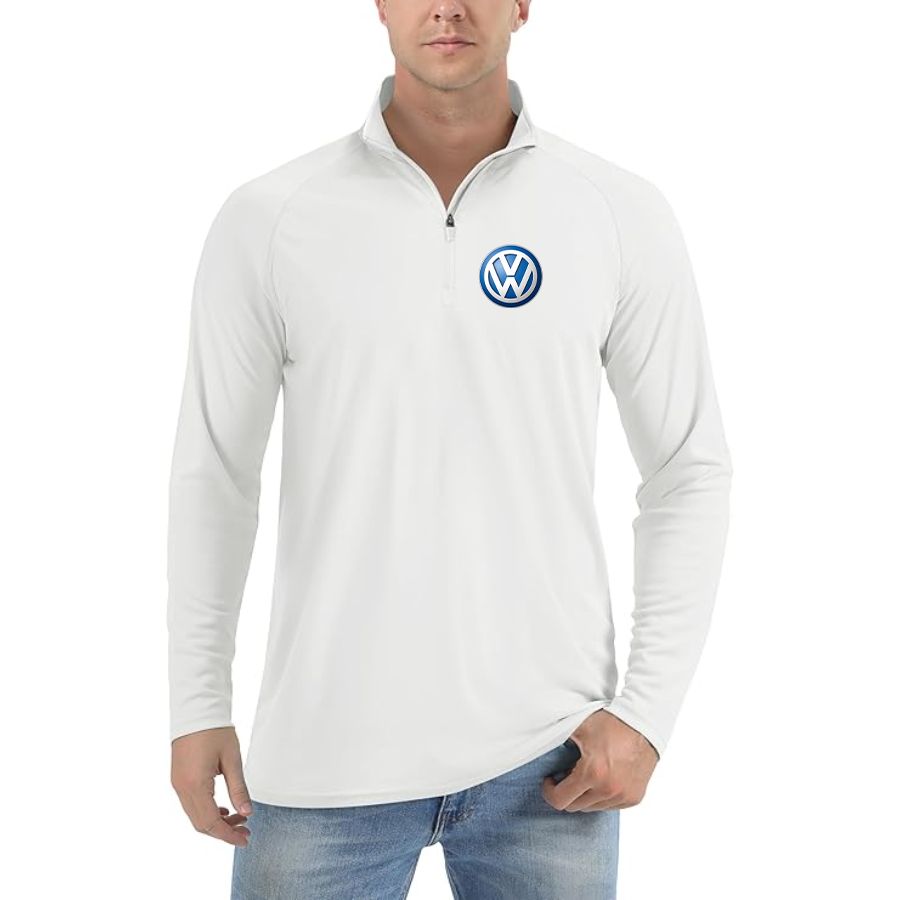 Men’s VW Volkswagen Car - Lightweight Quarter-Zip Athletic Shirt – Long Sleeve Polyester Wear
