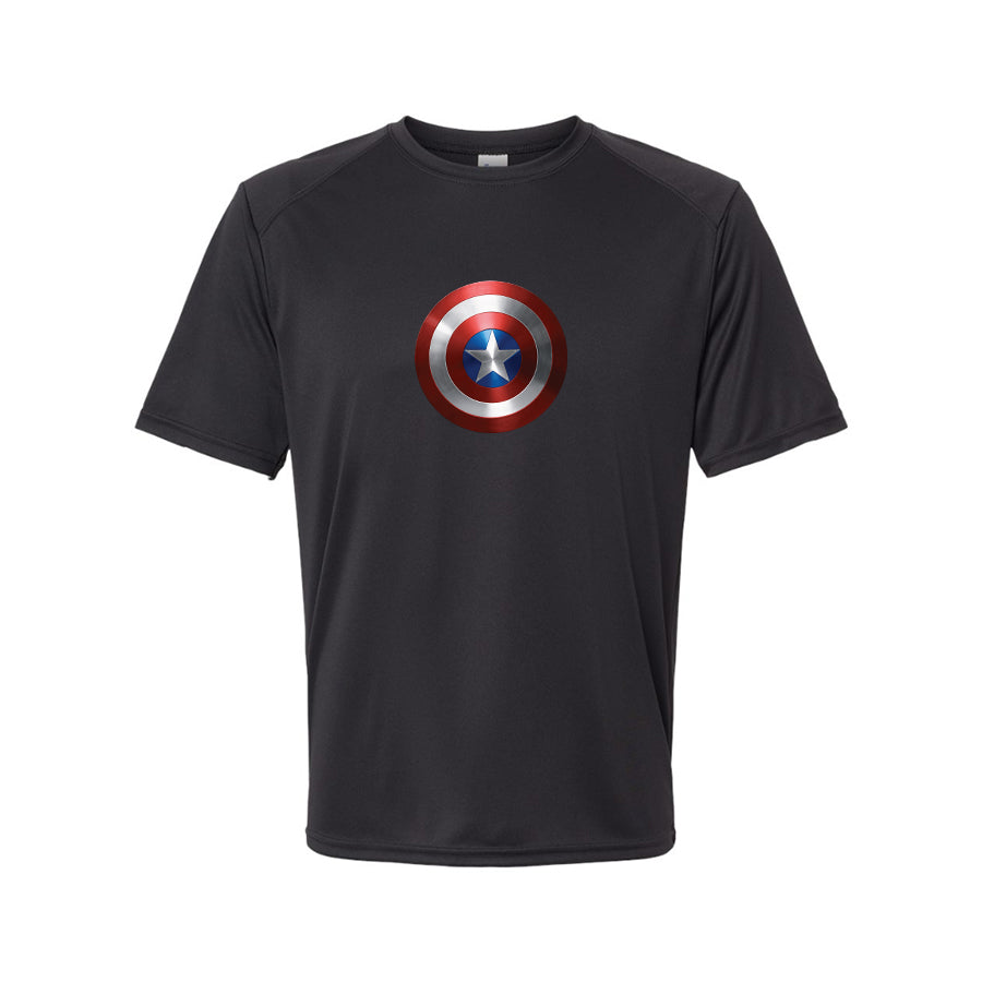 Youth Kids Captain America Superhero Performance T-Shirt