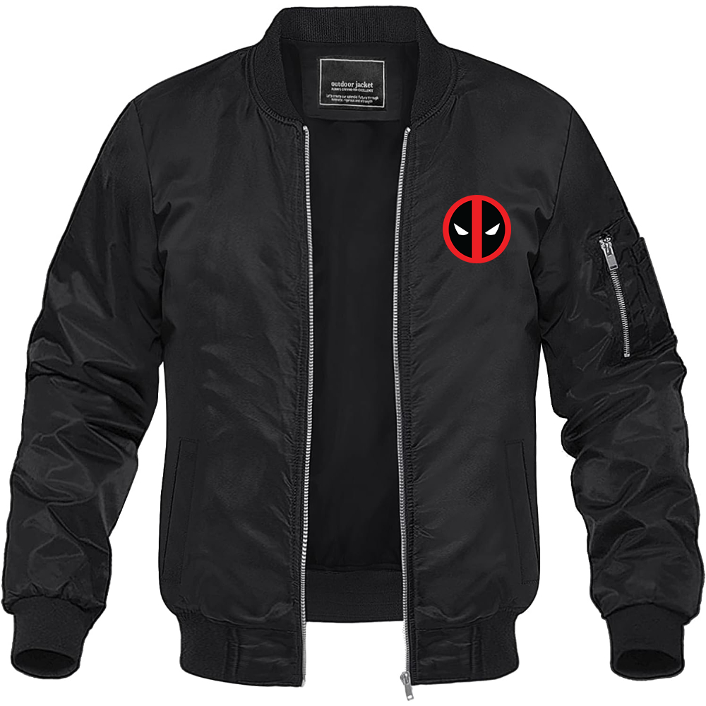 Men's Deadpool Marvel Superhero Lightweight Bomber Jacket Windbreaker Softshell Varsity Jacket Coat