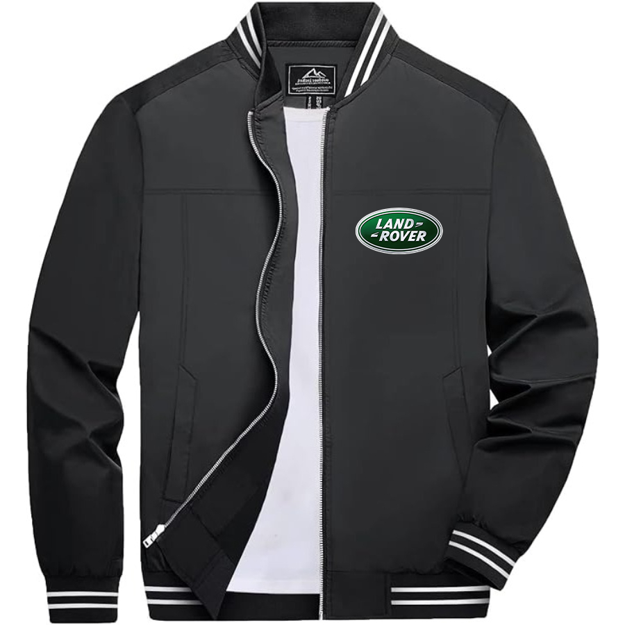 Men’s Land Rover Car Lightweight Zip-Up Bomber Jacket with Ribbed Collar and Cuffs - Versatile Casual Outerwear
