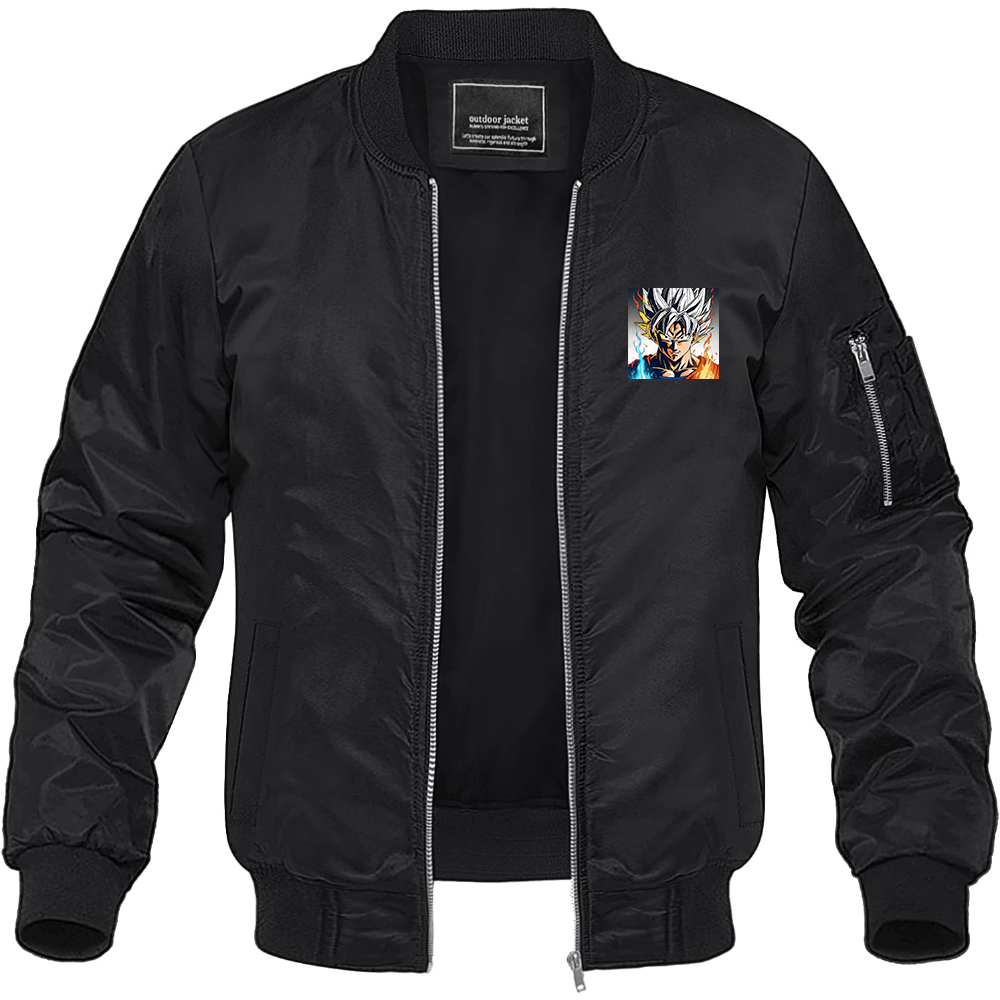 Men's Goku Fire Dragon Ball Z Cartoon Lightweight Bomber Jacket Windbreaker Softshell Varsity Jacket Coat