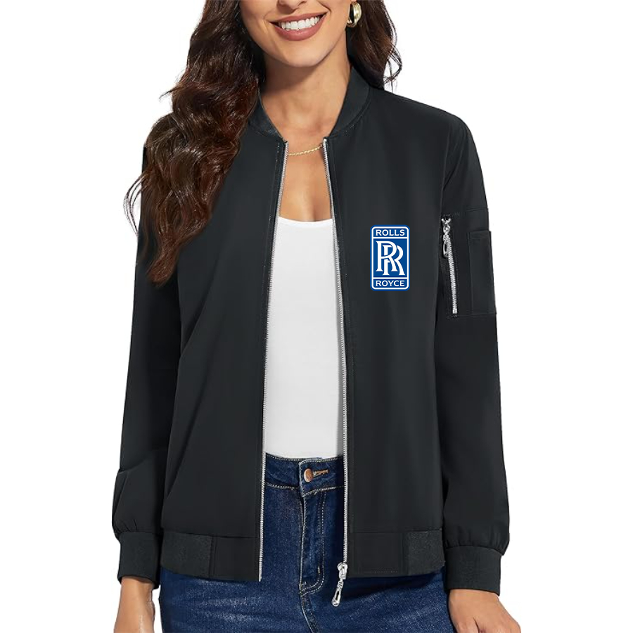 Women's Rolls Royce Car - Premium Bomber Jacket with Polished Detailing and Functional Sleeve Pocket - Modern Luxury Outerwear