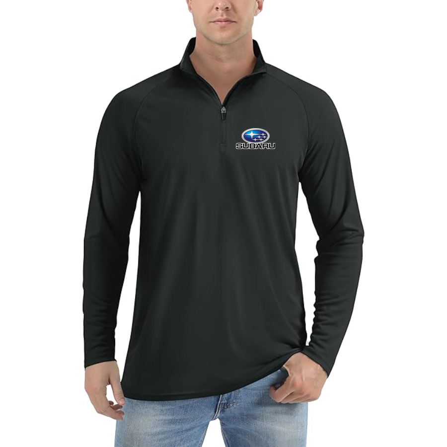 Men’s Subaru Car - Lightweight Quarter-Zip Athletic Shirt – Long Sleeve Performance Wear