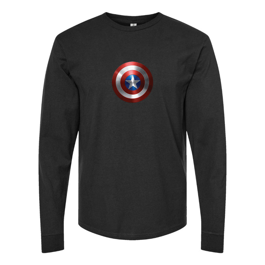 Youth Kids Captain America Superhero Long Sleeve T-Shirt