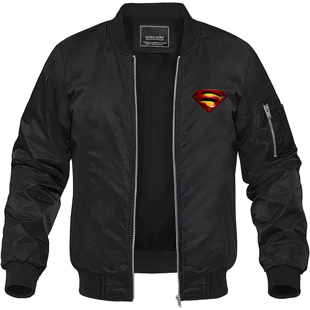Men's Superman Superhero Lightweight Bomber Jacket Windbreaker Softshell Varsity Jacket Coat