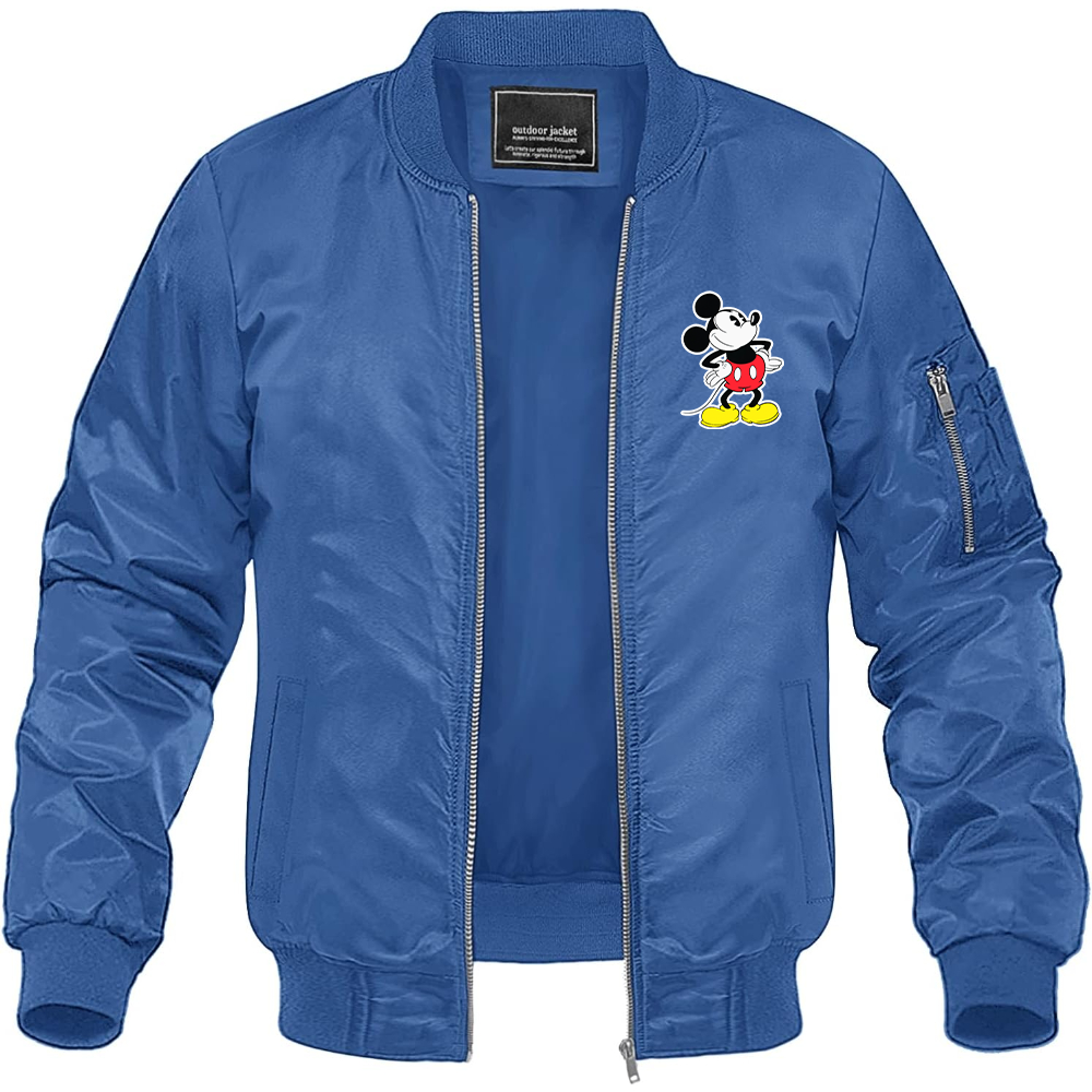 Men's Mickey Mouse Cartoon Lightweight Bomber Jacket Windbreaker Softshell Varsity Jacket Coat