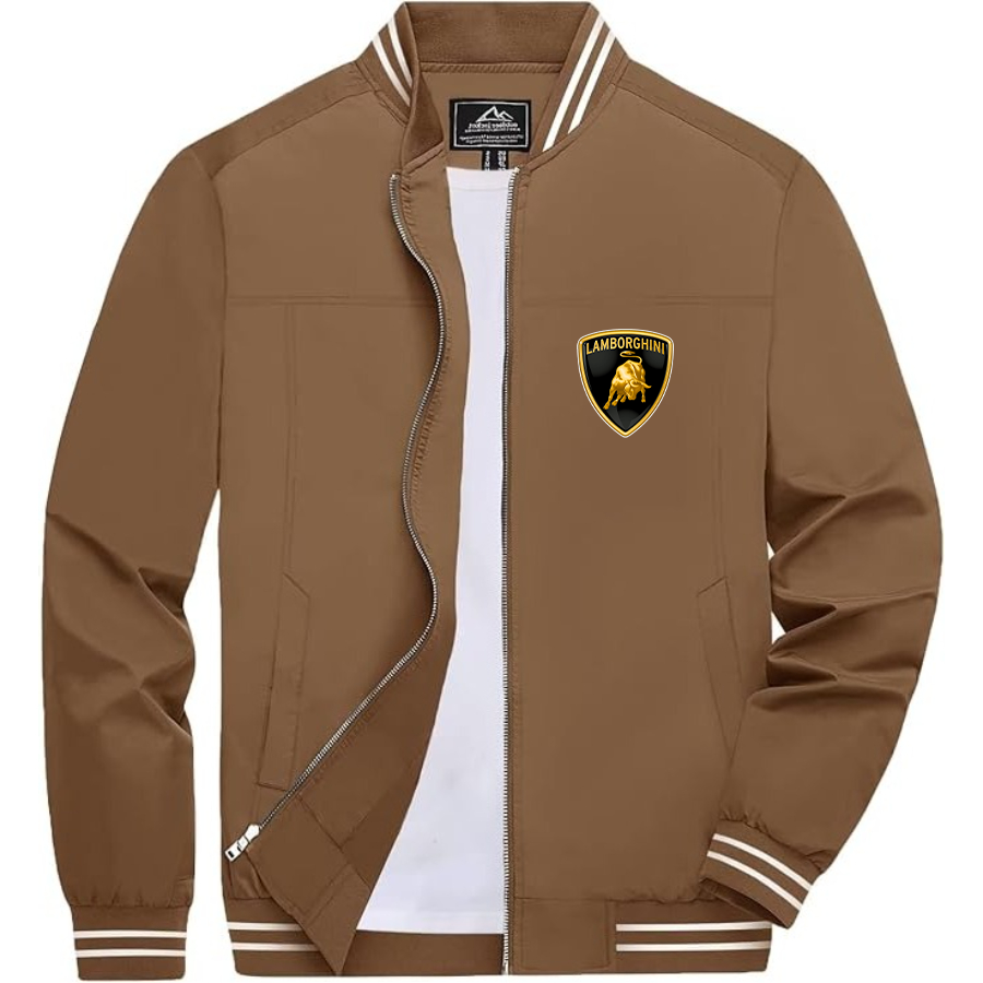 Men’s Lamborghini Car Lightweight Zip-Up Bomber Jacket with Ribbed Collar and Cuffs - Versatile Casual Outerwear