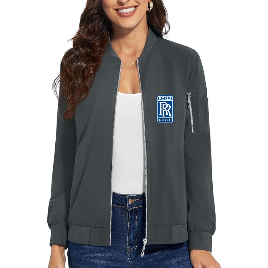 Women's Rolls Royce Car - Premium Bomber Jacket with Polished Detailing and Functional Sleeve Pocket - Modern Luxury Outerwear
