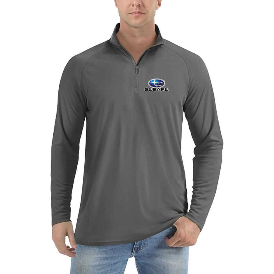 Men’s Subaru Car - Lightweight Quarter-Zip Athletic Shirt – Long Sleeve Performance Wear
