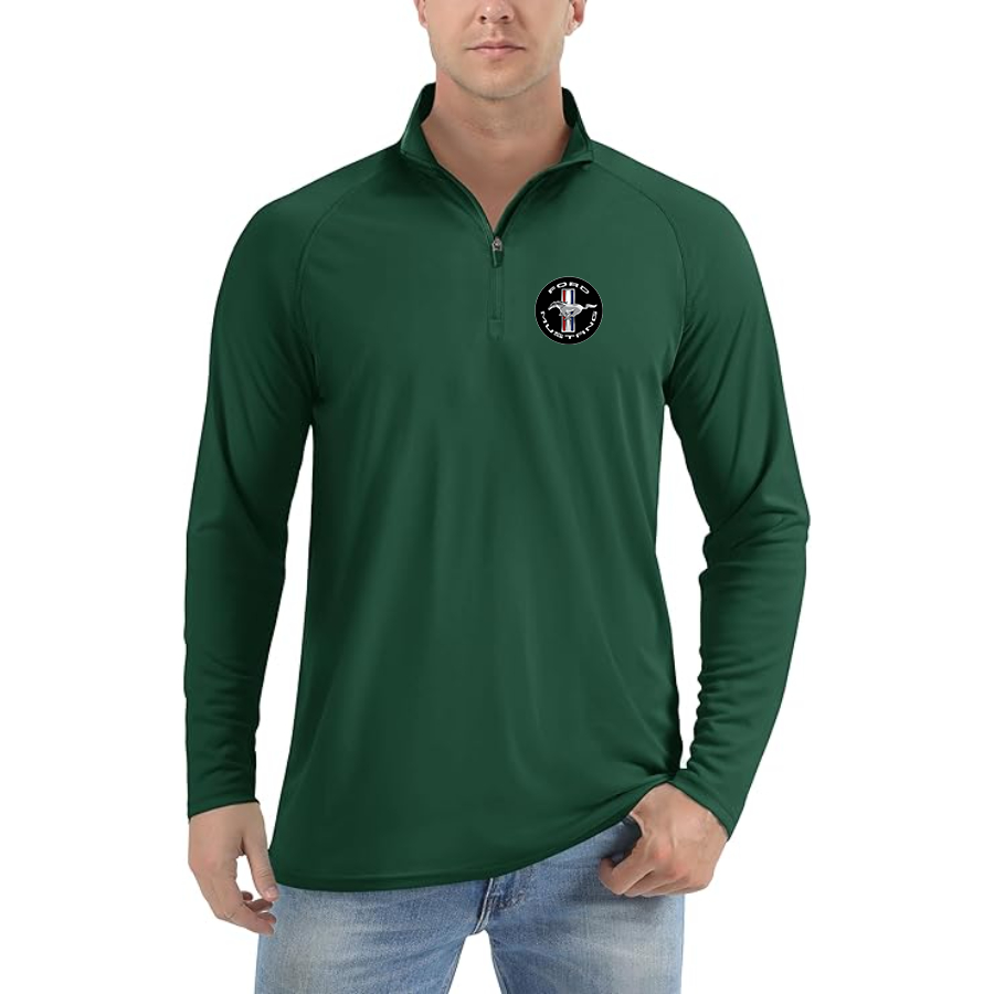 Men’s Ford Mustang Motorsport Supercars - Lightweight Quarter-Zip Athletic Shirt – Long Sleeve Performance Wear