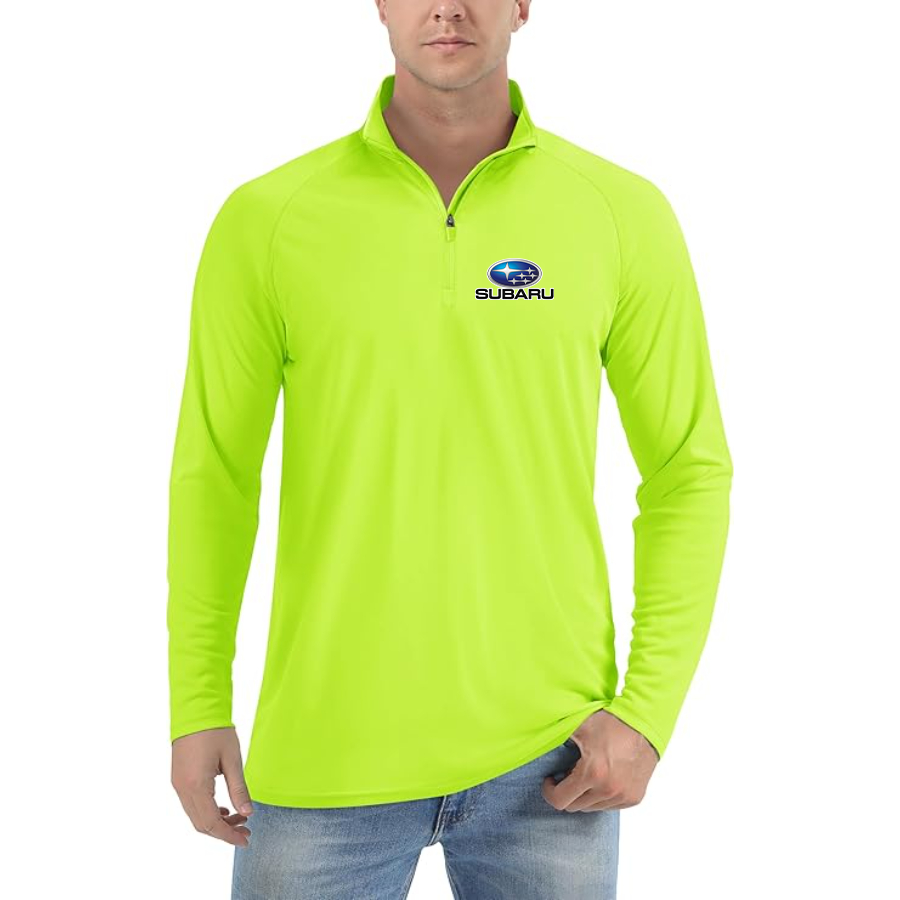 Men’s Subaru Car - Lightweight Quarter-Zip Athletic Shirt – Long Sleeve Performance Wear