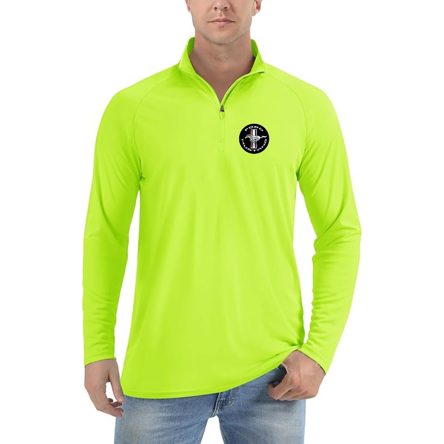 Men’s Ford Mustang Motorsport Supercars - Lightweight Quarter-Zip Athletic Shirt – Long Sleeve Performance Wear